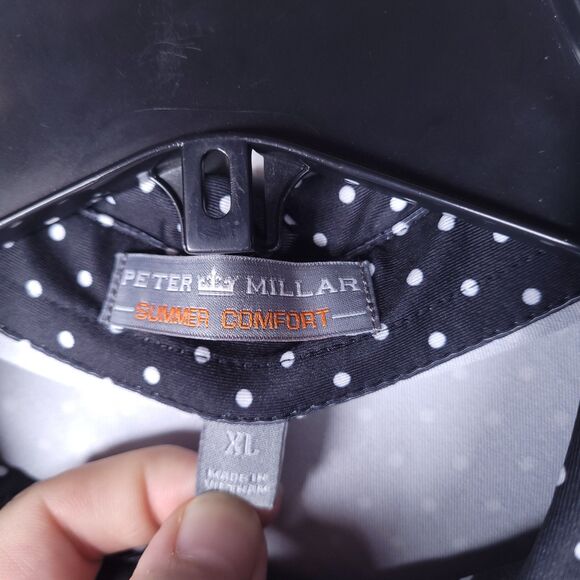 Peter Millar Summer Comfort Polo Shirt Mens XL Black Polka Dot Golf - Picture 9 of 11